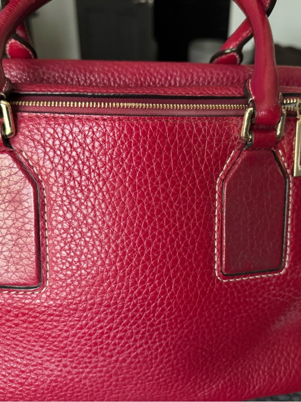 Michael Kors Selby Red Pebbled Leather Satchel with Gold Hardware - Picture 8 of 14